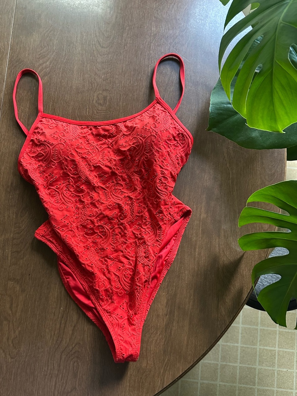 Dippin’ Daisy’s Red Eyelet One-Piece Swimsuit | NWT | Size medium